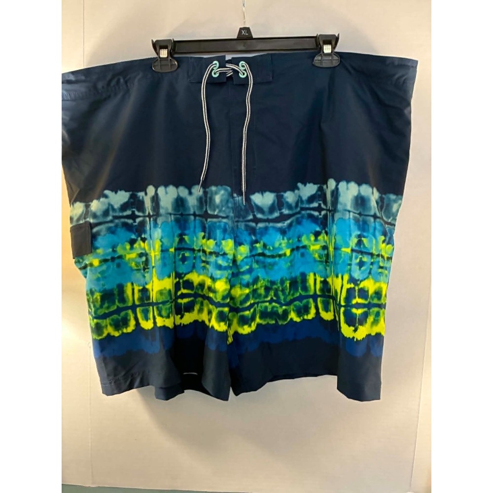 George Mens E-Board Swim Trunks 3XL 48-50 Blue Tie Dye‎ Quick Dry UPF 50+ NWT